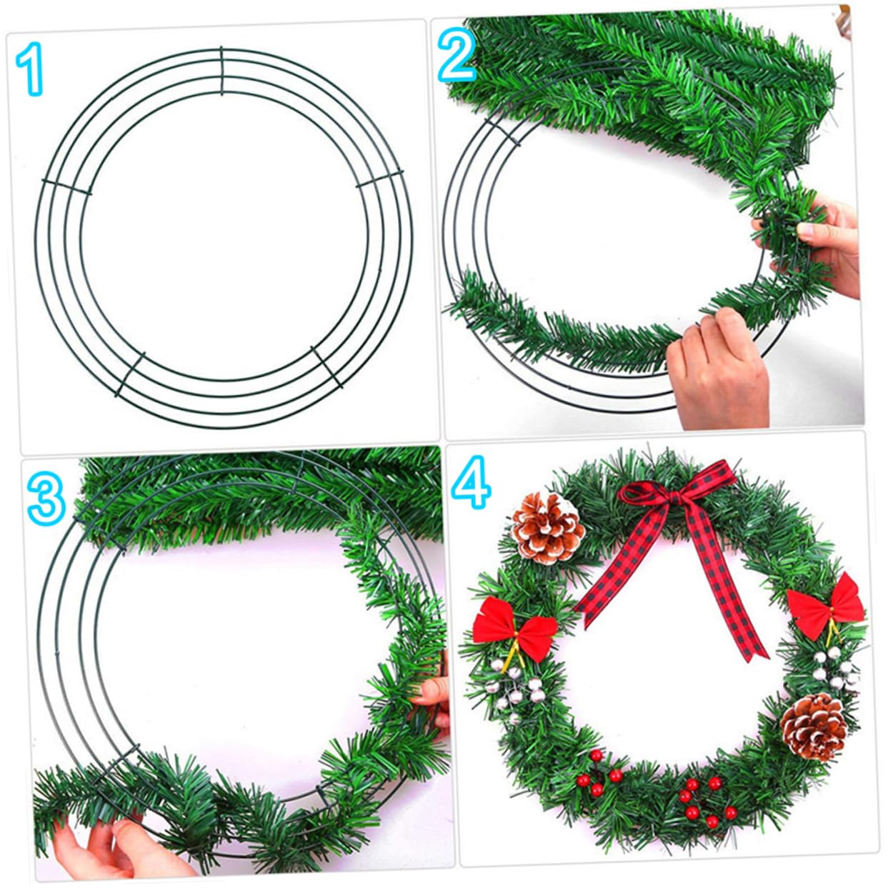 2 Sätze Girlande Reifen Kranzrahmen Kranzform Kranz Wanddekoration Ganzjähriger Kranz Blumenkranz Eisenring DIY Blumenkranz Kranzringe Aus Eisen Runde Kranzringe Black 4 Stück * 2 Ciieeo