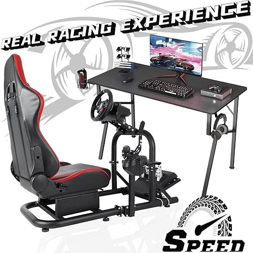 Miniatura 6 de Dardoo Gaming Simulator Cockpit with Alloy Steel Racing Wheel Stand Compatible with Logitech G25 G27 G29 G920 G923 Fanatec Thrustmaster T300RS