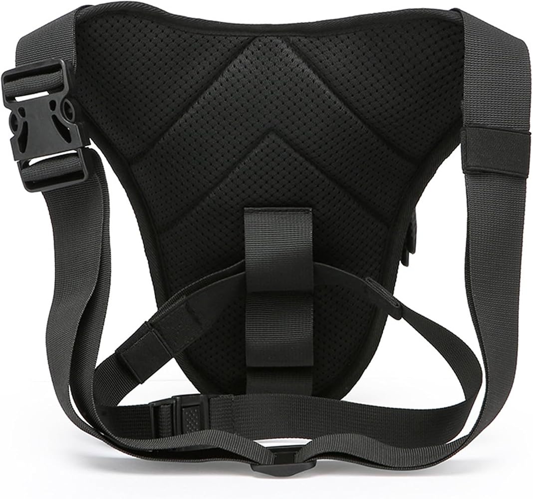 Sac à Jambe Pour Hommes - Pochette De Cuisse Avec Ceinture, 2 Fermetures éclair, Pour Moto, Rando