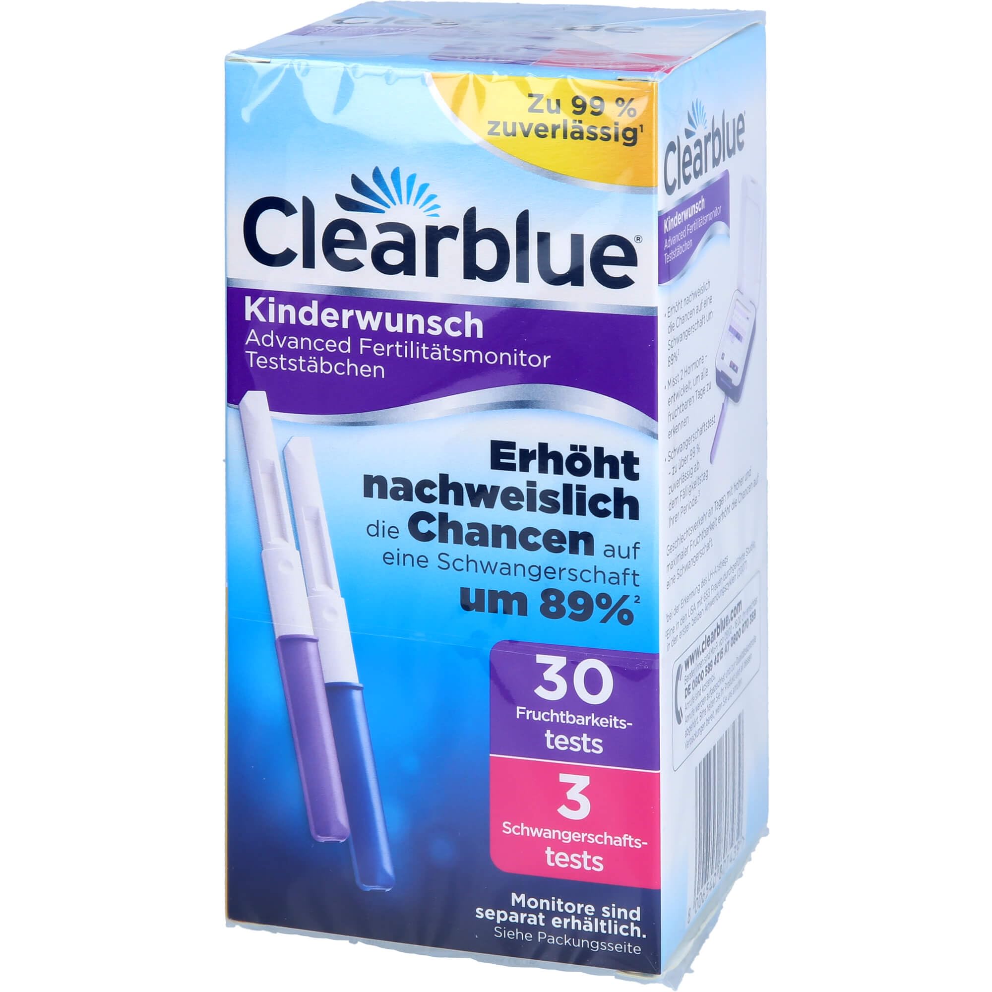 Clearblue Kinderwunsch monitor płodności/komputer cyklu opakowanie uzupełniające, 33 testy (30 x test owulacji/test płodności dla kobiet do określenia owulacji i 3 x test ciążowy)