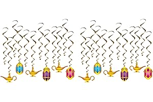 Ultimate Party Decoration - 12 Pcs Lantern & Lamp Whirls for Arabian Nights Festivities