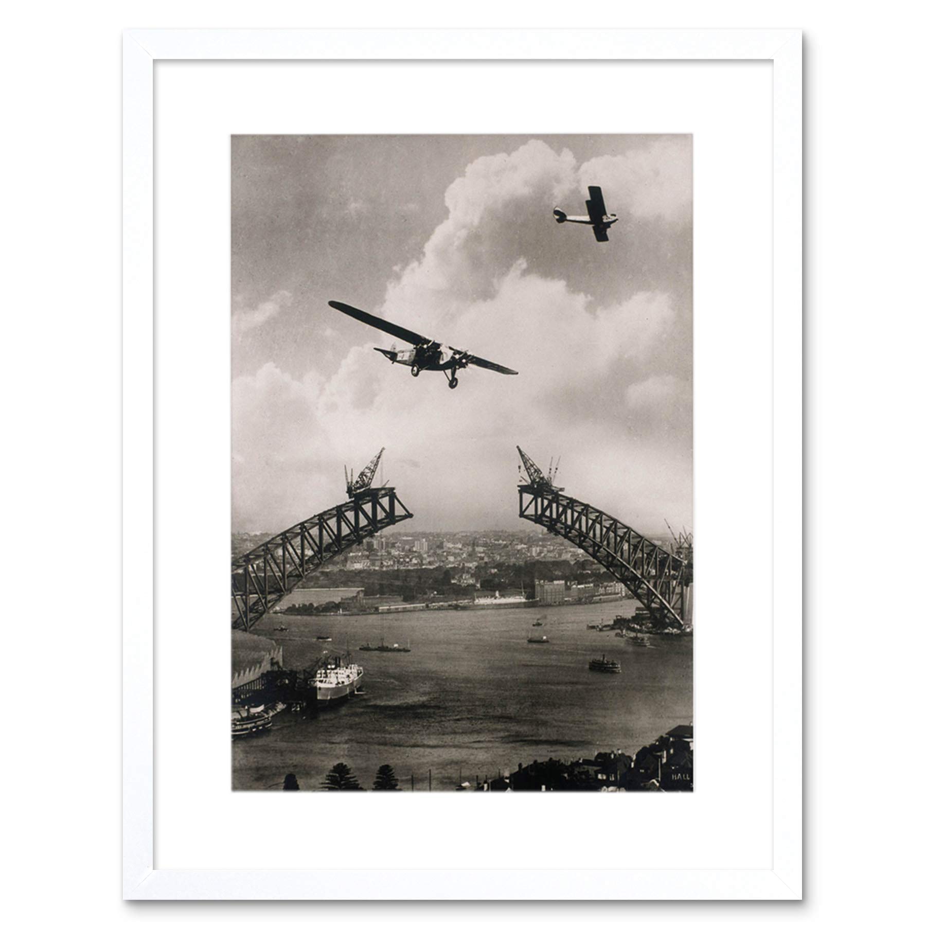 Wee Blue Coo Vintage Photo Architecture Sydney Harbour Bridge Framed Wall Art Print