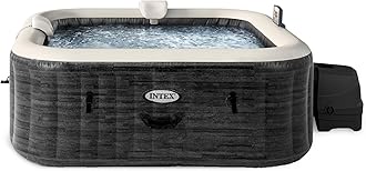 28451EP PureSpa Greystone Deluxe Spa Set: Includes Energy Efficient Spa Cover and Wireless Control Panel – Spa Control App – Built-In FastFill Inflation System – 6 Person Capacity – 77" x 28"