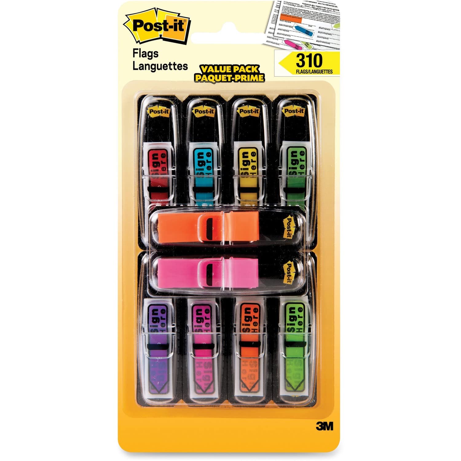 Post-it (R) Signature und Highlight Flagge Set, 1/2in. X 1 3/4 Zoll, sortierte Farben, 30 Flaggen Pro Pad, 310 Stück Flaggen