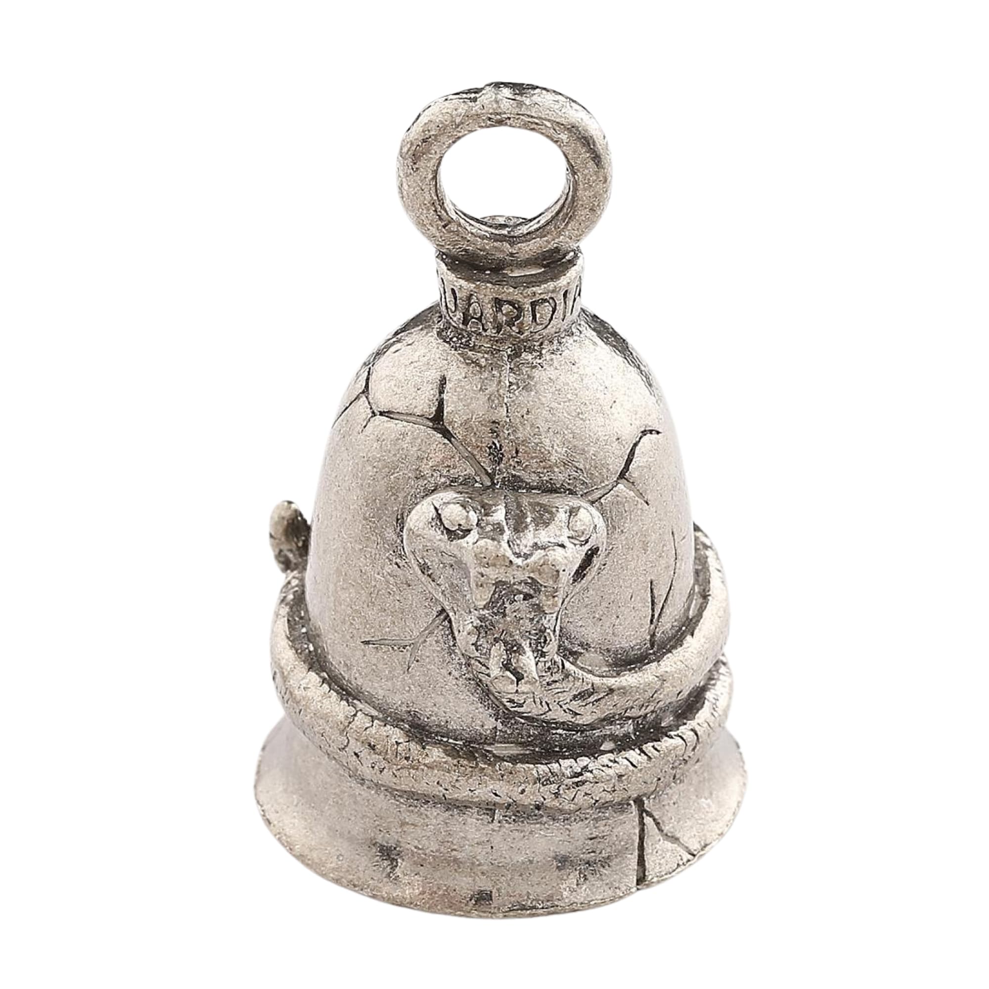 Guardian Bell Snake Good Luck Bell w/Keyring &amp; Black Velvet Gift Bag | Motorcycle Bell | Lead-Free Pewter | Made in USA