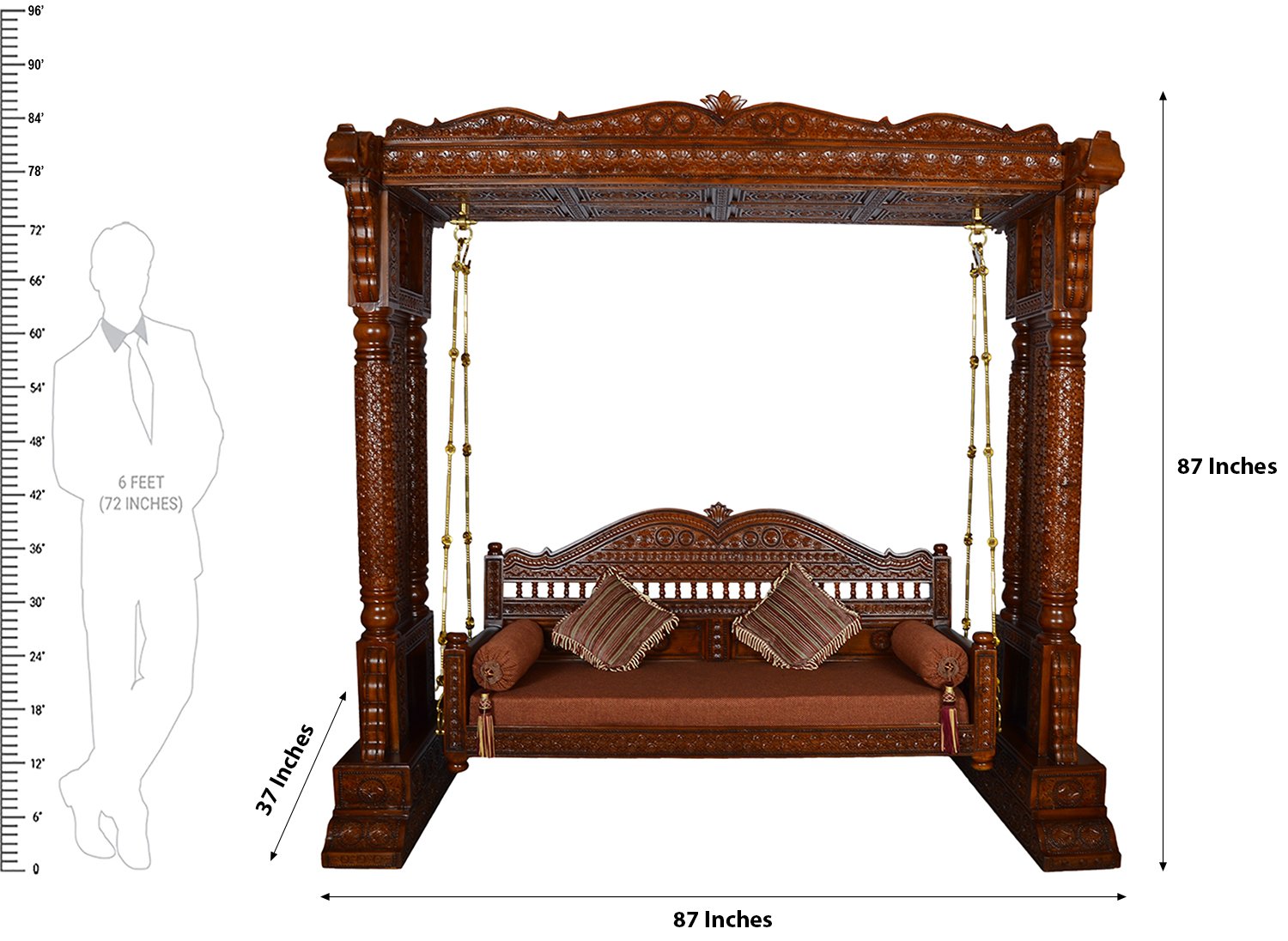 Micro Art Furniture Royal Antique Swing (Walnut Finish, Brown