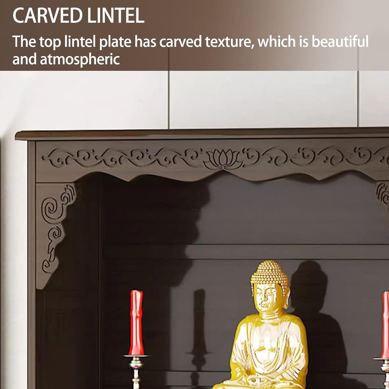 Bamboo Personal Shrine Altar Table with Storage, Meditation Table, Offering Prayer Tables, Chinese Cabinet Pedestal Tables for Buddhist Temples and Ancestral Halls(42cm/16.5in)