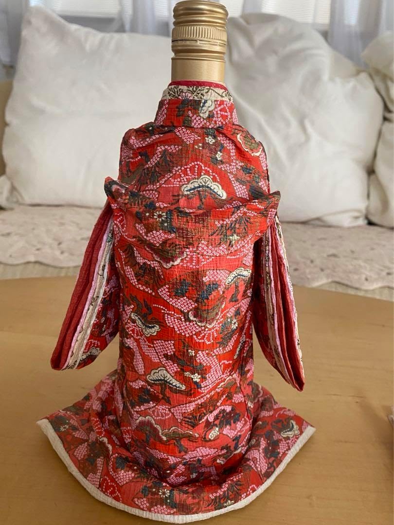 ちりめん和紙の着物のワインボトルカバー着物ボトルウェア 侍 ワイン