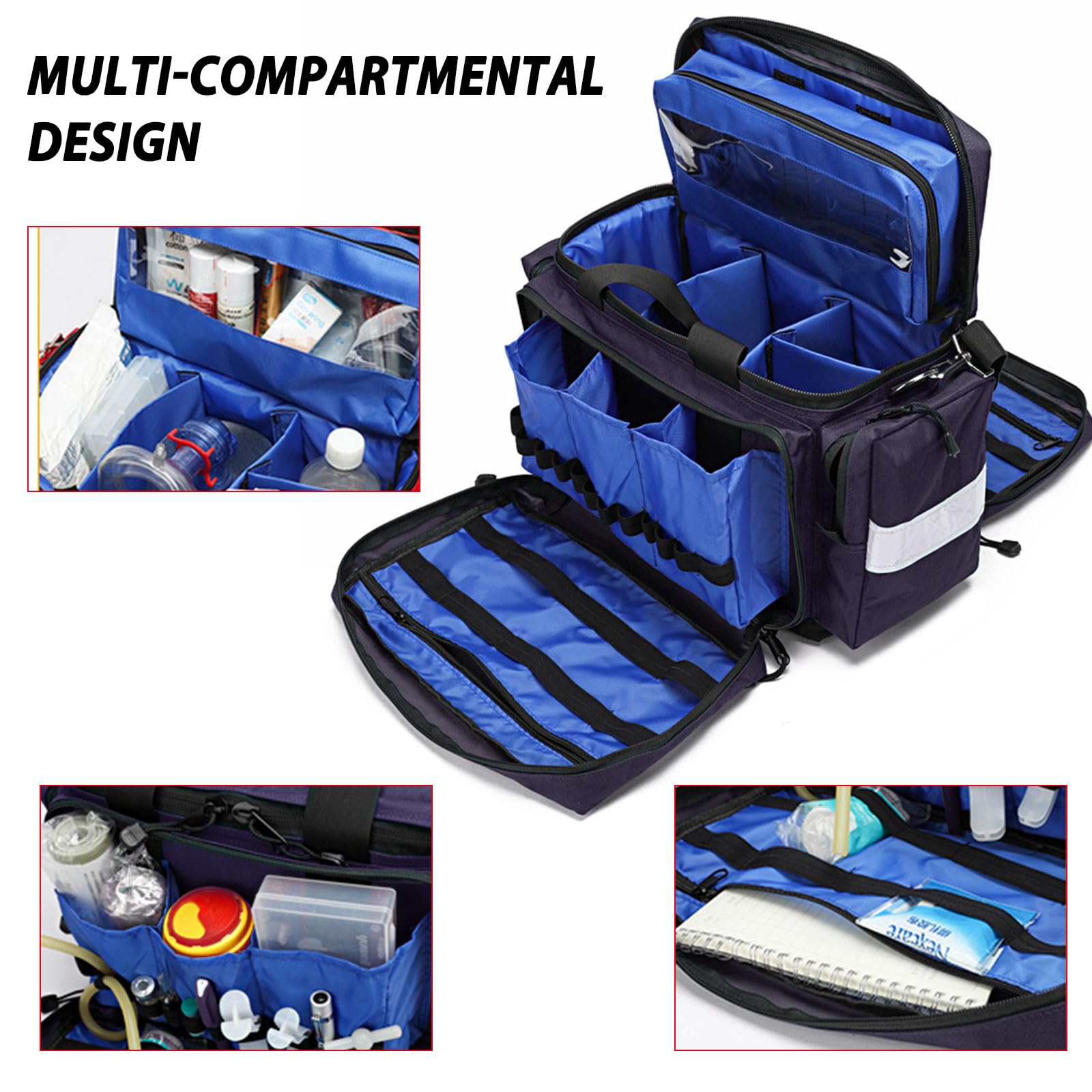 Bolsa médica grande vacía, bolsa profesional de emergencia para traumatismos, bolsa de primeros auxilios de viaje, organizador de suministros médicos, almacenamiento para cuidado de la salud