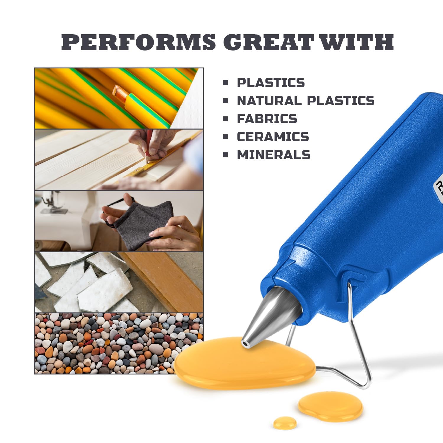 Pegamento Termofusible 1 kg, Barra de Pegamento Fuerte Amarillo, Muy Fuerte, Ø 11 x 200 mm, Barras de Pegamento Termofusible Recambiables para Pistola de Pegamento