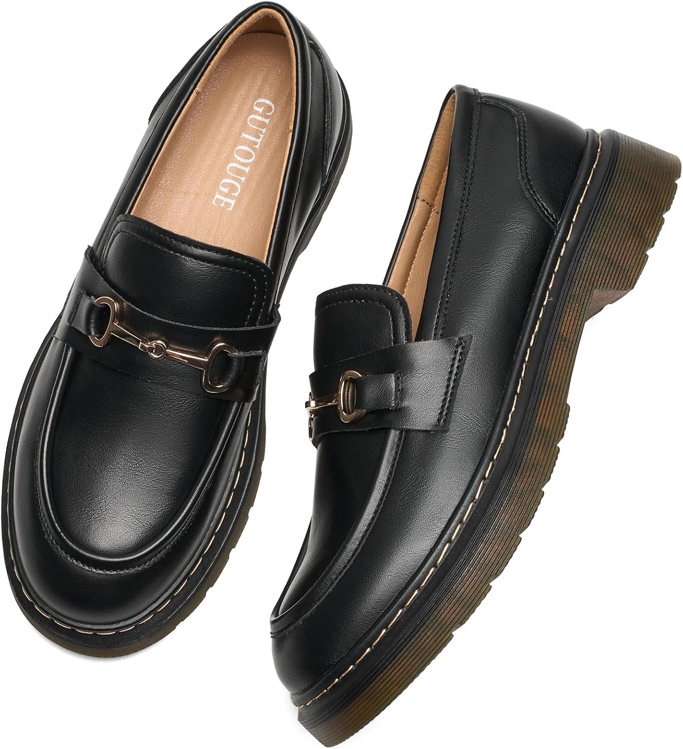 Slip On Chunky Loafers for Women Comfortable Oxford Platform Loafers Lug Sole - Image 6