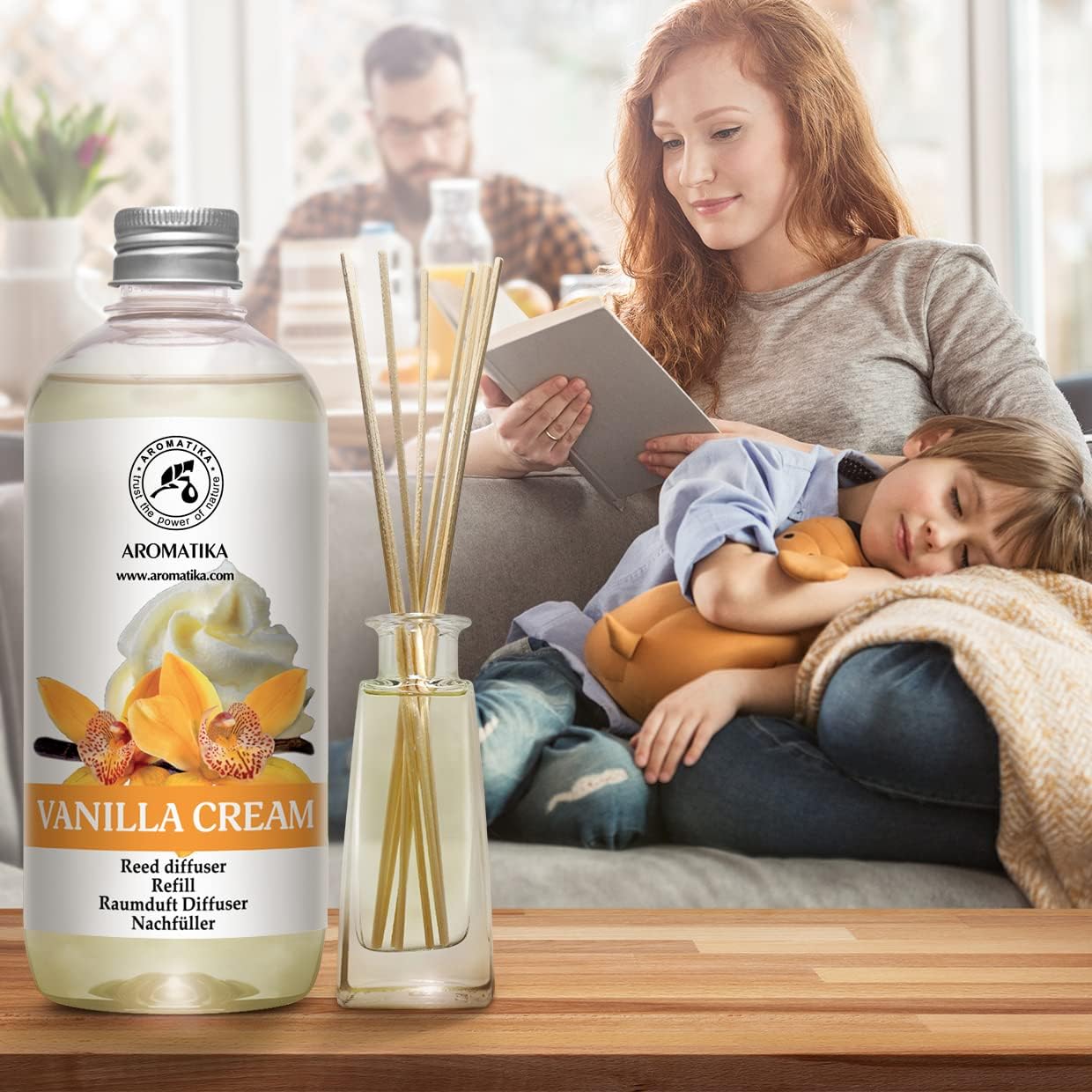 Reed Diffuser Refill Vanilla Cream - 2 x 17 Fl Oz - Fresh & Long Lasting Fragrance - Reed Diffuser Oil Refill for Aromatherapy - Home Fragrance - Office - Restaurant - Fresh Fragrance - Image 6