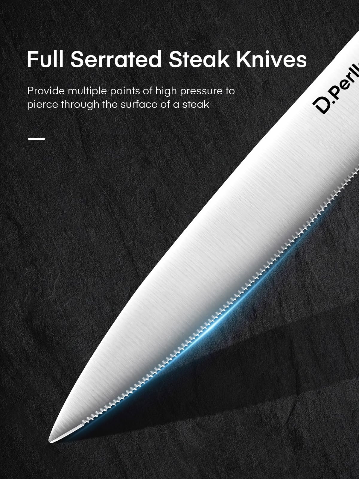 D.Perlla Cuchillo Para Bistec, Juego de Cuchillos Para Bistec 9 Piezas, Juego de Cuchillos Para Bistec Afilados con Mango Ergonómico, Con Portacuchillas Acrílico