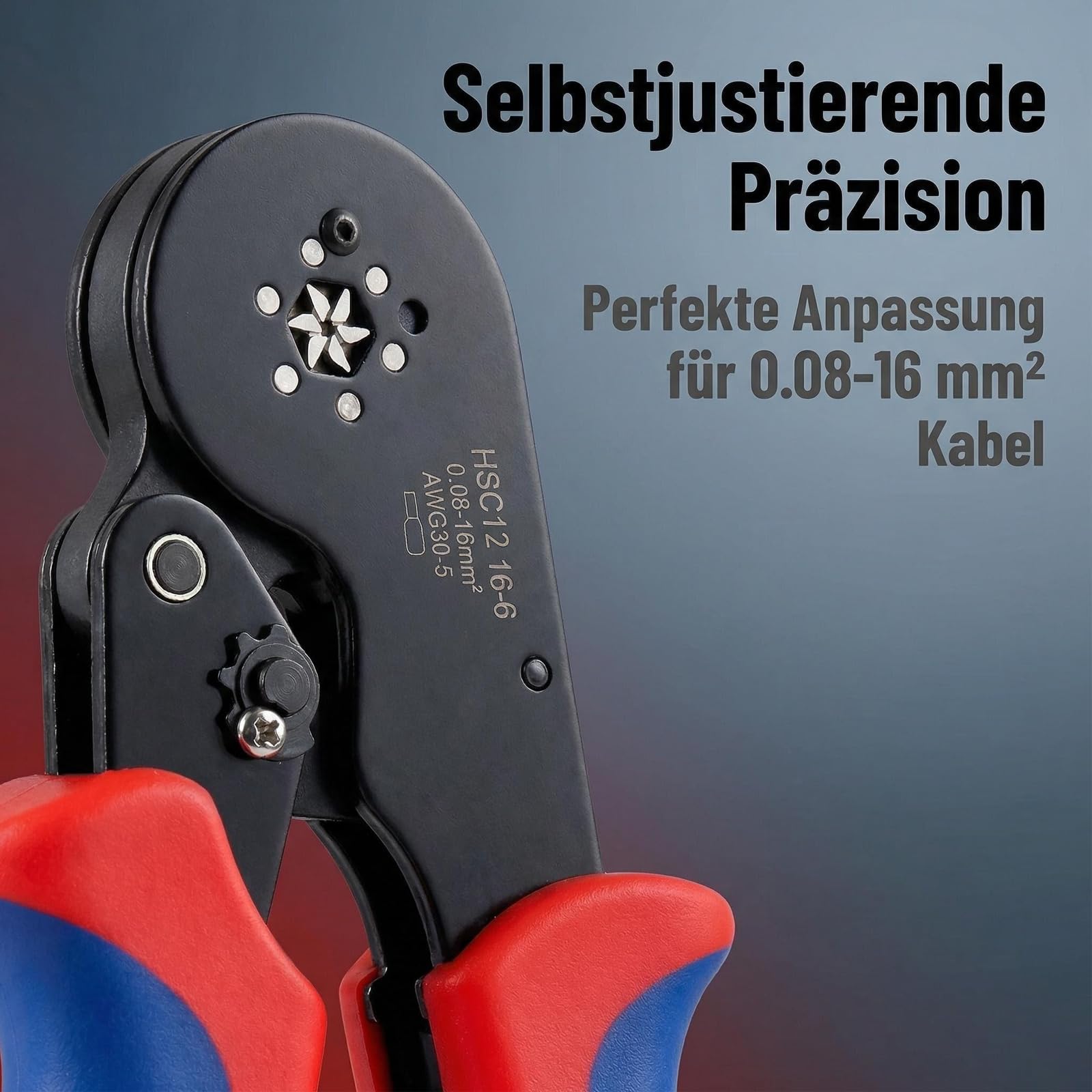Crimpzangen-Set 0,08–16 mm² mit 1500 Aderendhülsen | Selbsteinstellend; gehärteter Stahl; für Einzel- und Doppeladerendhülsen; Elektroinstallation und Schaltschrankbau