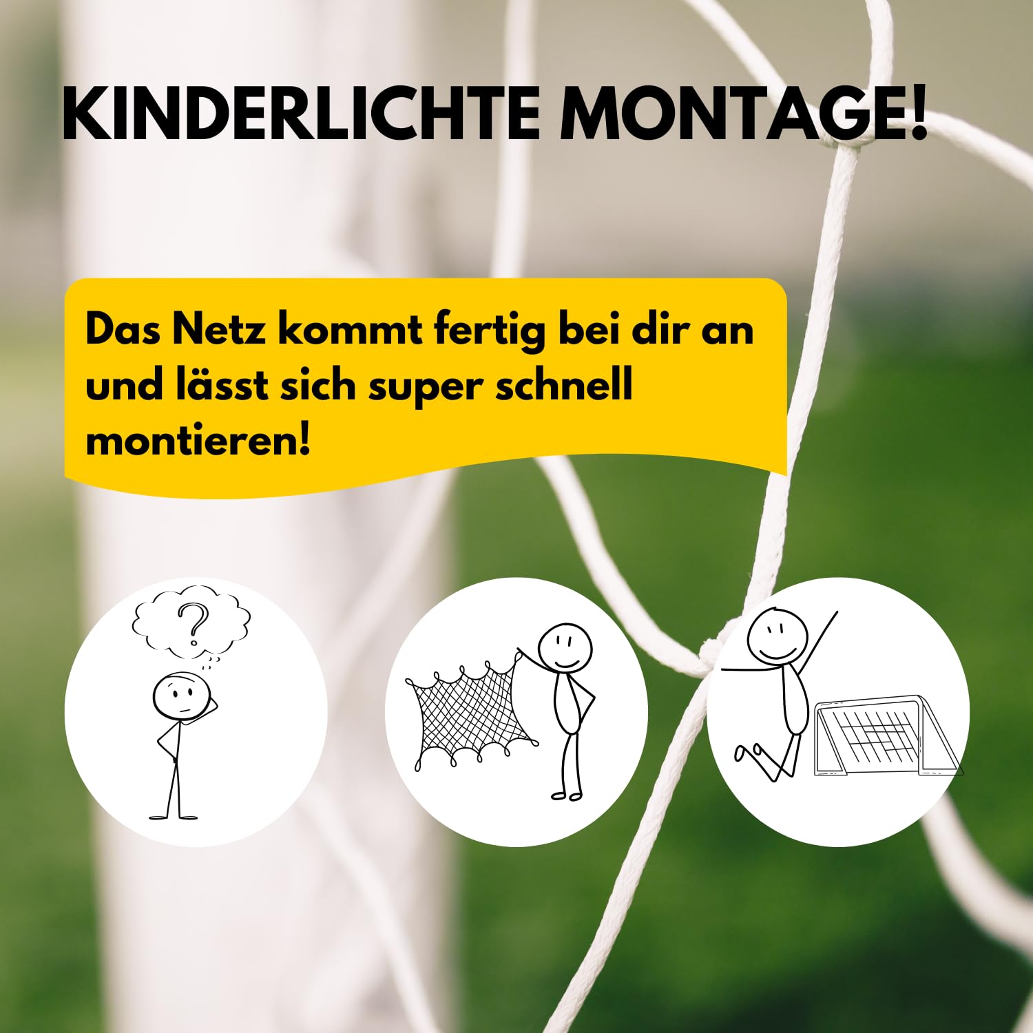 BEST SPORTING Fußballtor Tornetz Grau/Weiß, Passend für 180 x 120 x 60 cm, Fussball Tornetz mit Best Sporting Logo, Kein Aufbau Nötig, Wetterbeständig, Robust und Sicher