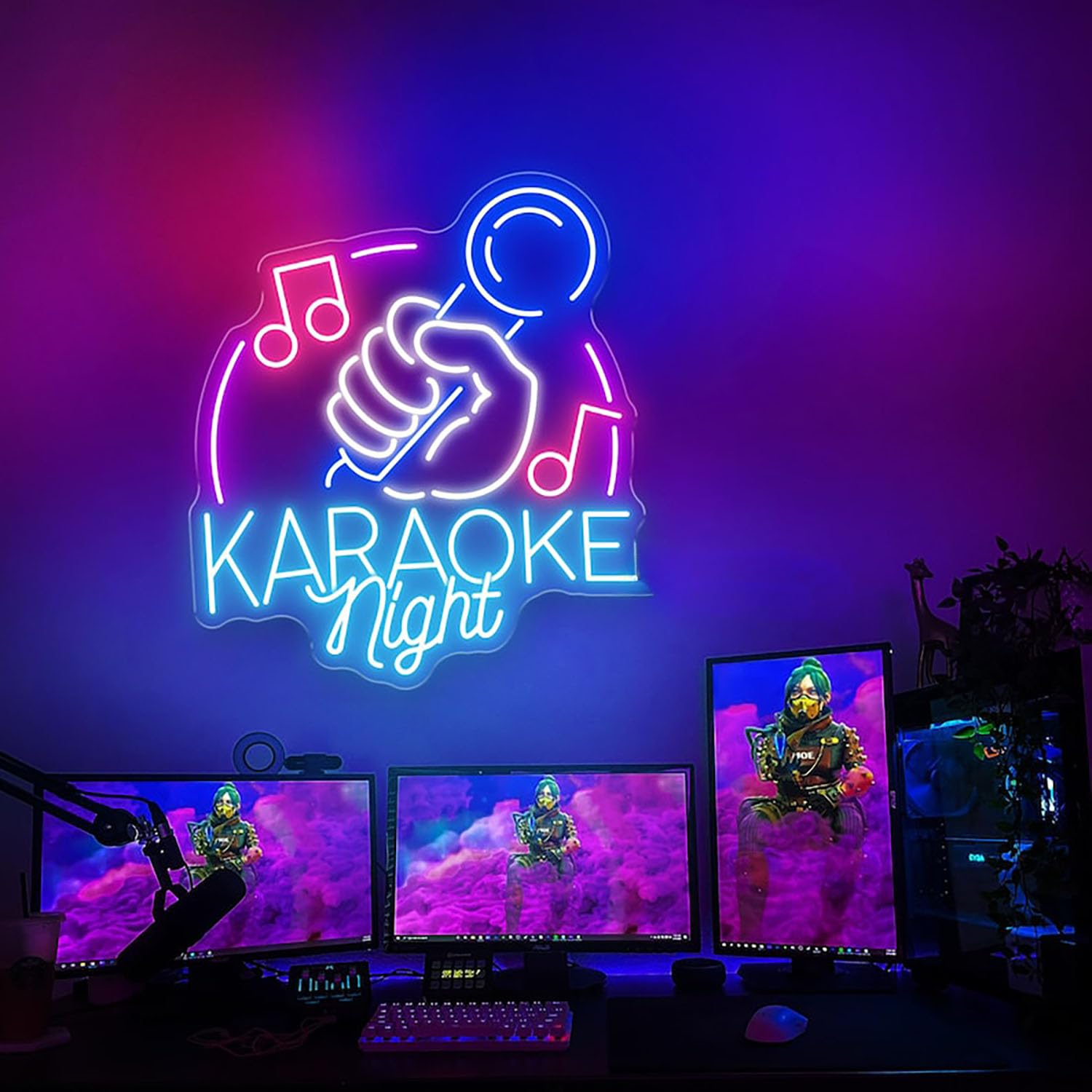 Karaoke LED Neon Sign for Wall Decor USB Adjustable Brightness Living Room Bars Pub Club Gatherings Art Wall Decor