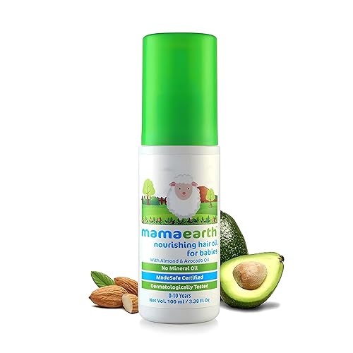 MAMAEARTH Aceite nutritivo para el cabello del bebé con aceite de aguacate y almendras para un cabello suave y saludable, seguro para recién nacidos
