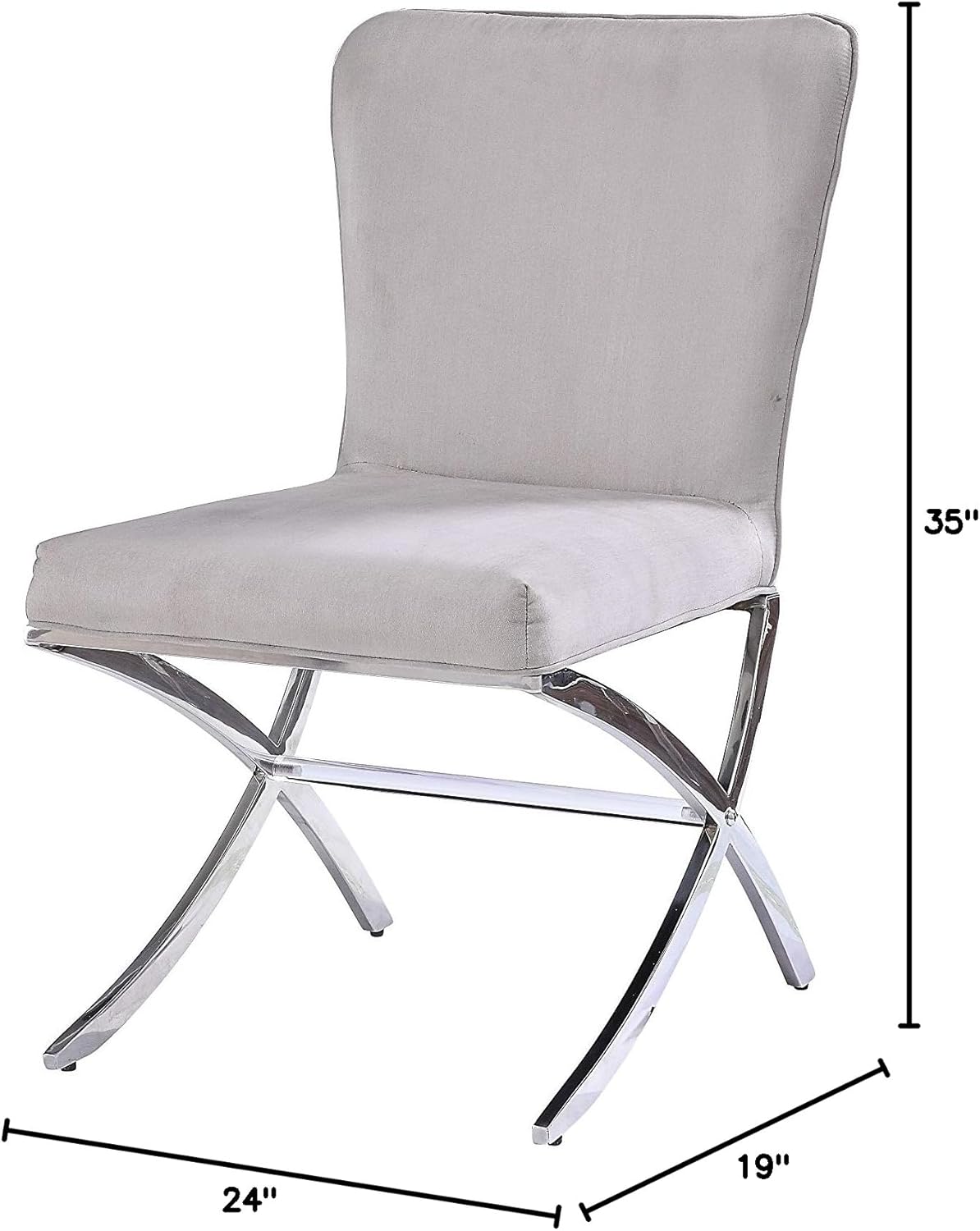 ACME Furniture Daire Side Chair (Set of 2),Light Gray Velvet and Chrome