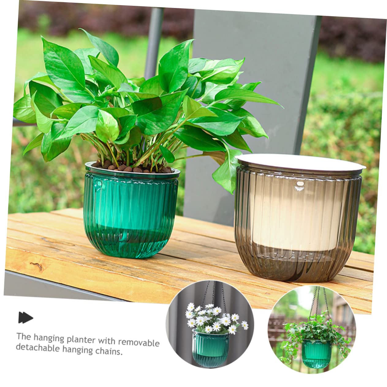 SUPVOX 3pièces Jardinière Suspendue Auto-irrigable Pot De Fleurs à Arrosage Automatique Jardinière pour Plantes Intérieur Pot De Pépinière