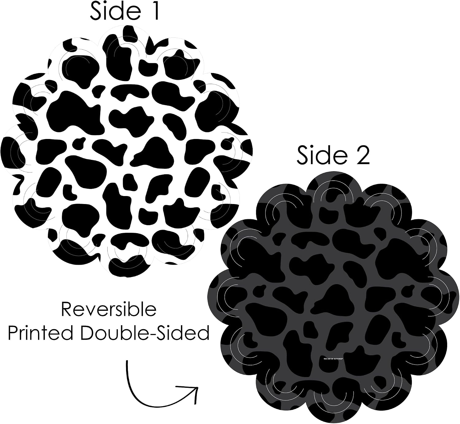 Big Dot of Happiness Cow Print - Farm Animal Party Round Table Decorations - Paper Chargers - Place Setting For 12 image 3