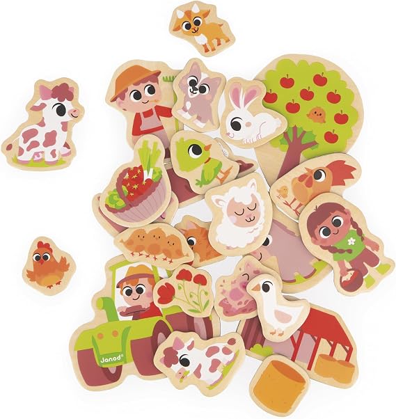 Janod Coffret 24 Magnets Dinosaures en Bois FSC pour Tableau et Frigo