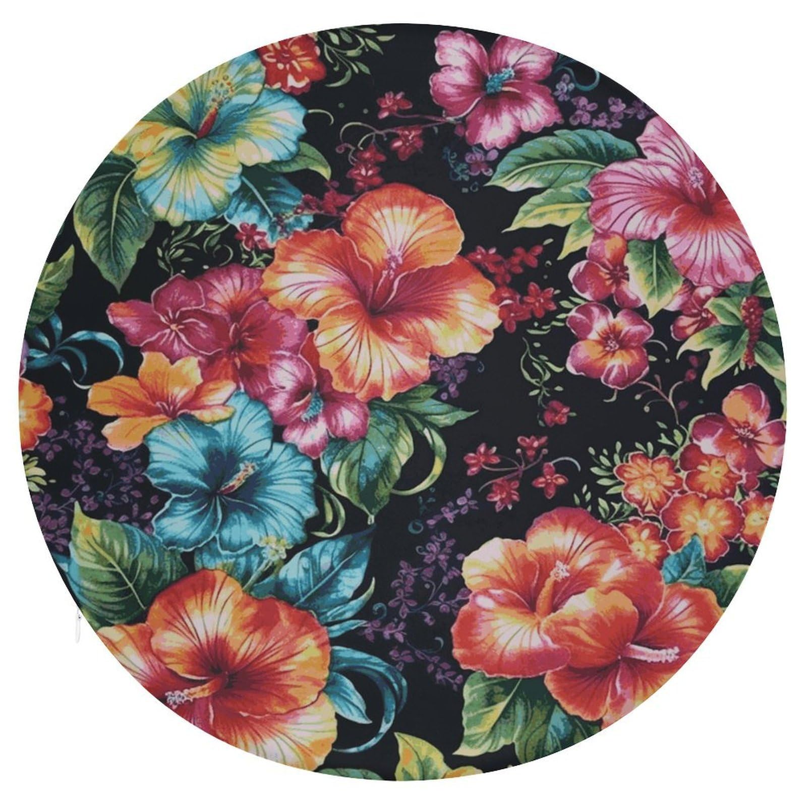 Wsoihfec Style Beautiful Hibiscus Flower Seat Cushion Round Chair Pad