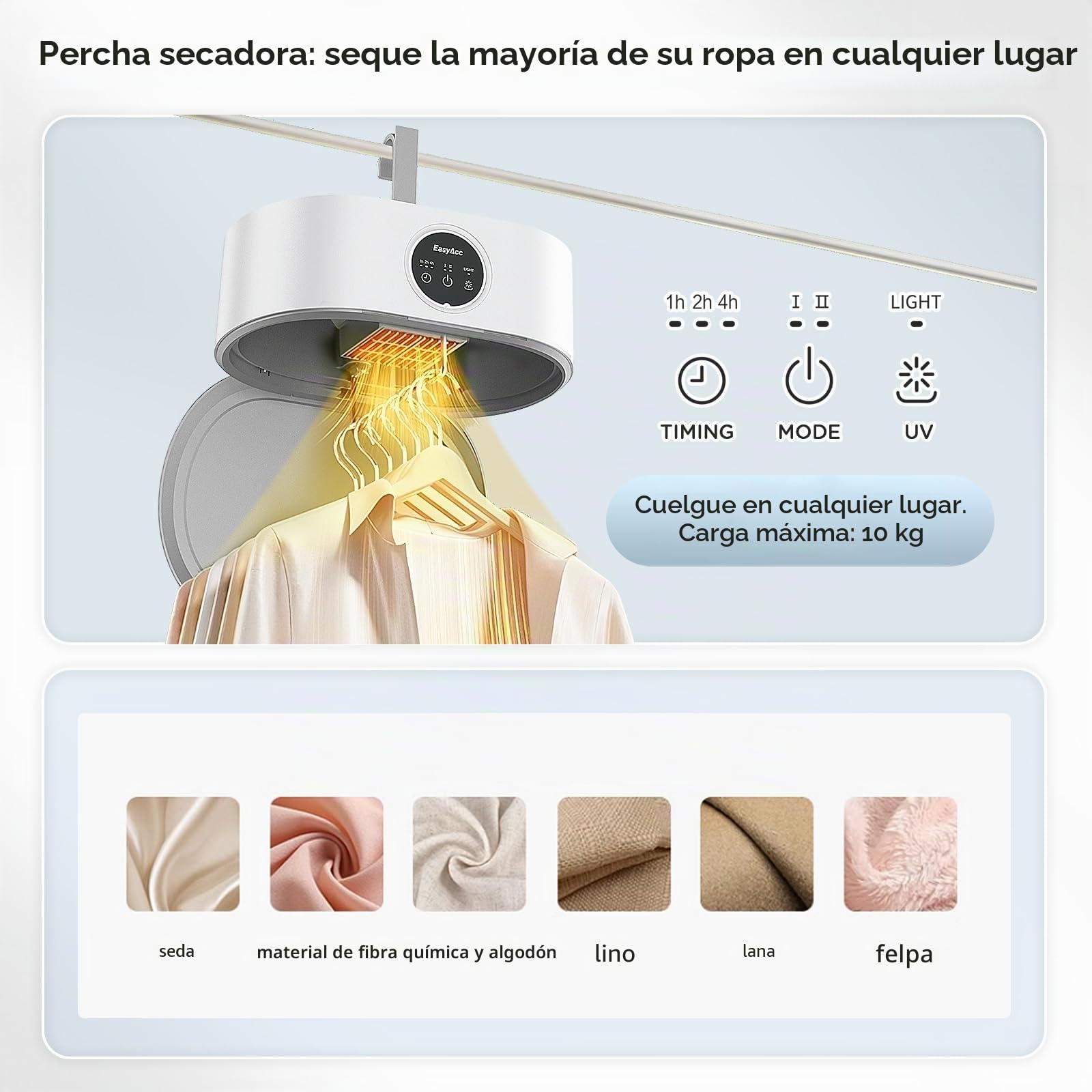 EasyAcc Secadora portátil independiente de carga superior de 10.0 kg