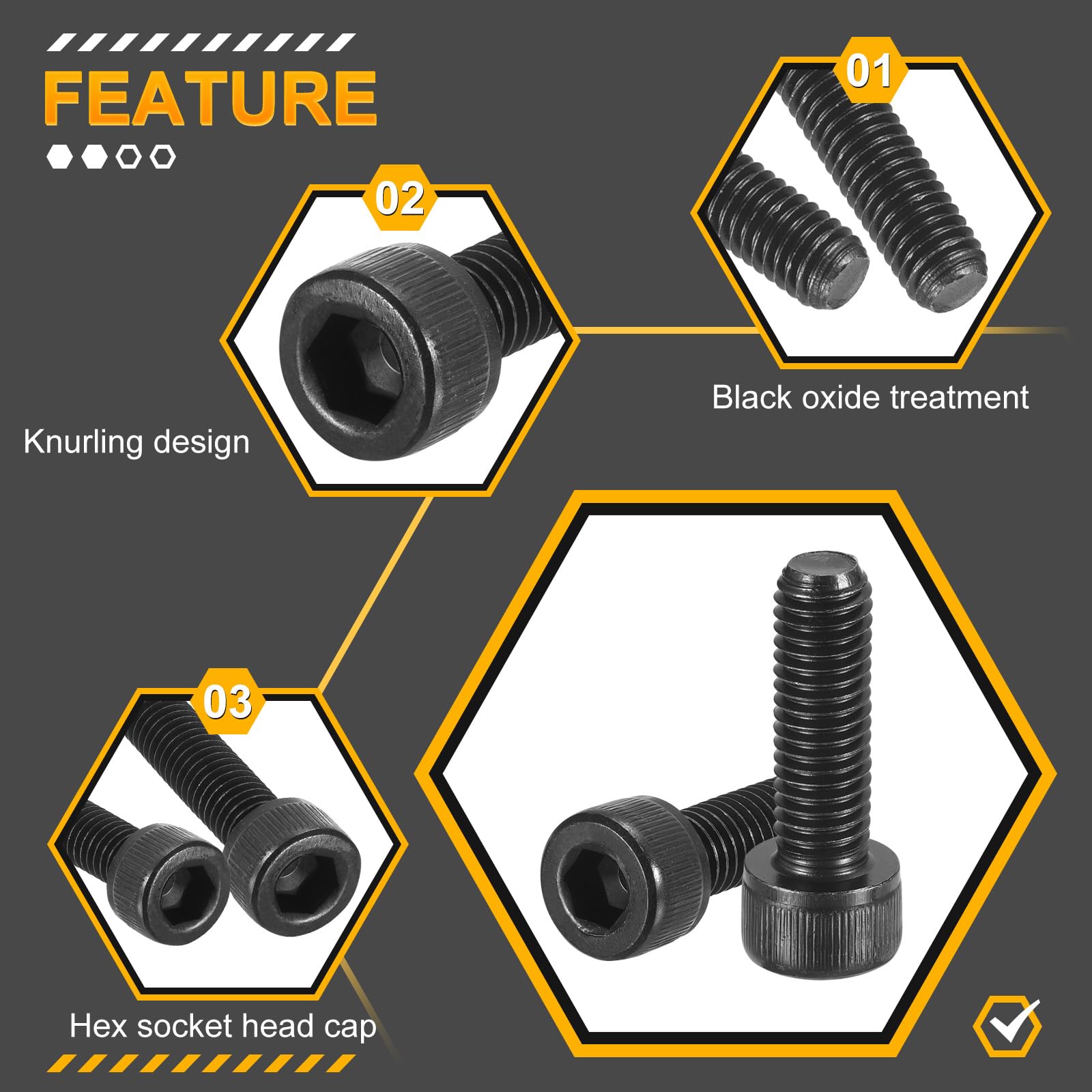 50 Viti A Testa Esagonale M4-0.7x10 - Acciaio Carbonio, Nero, Per Bici E Auto - Foto 5