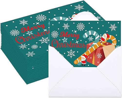 wootile Tarjeta de felicitación de Navidad con sobres de 4 x 6 pulgadas, tarjeta de Navidad para árbol de Navidad, tarjetas de notas de Navidad,
