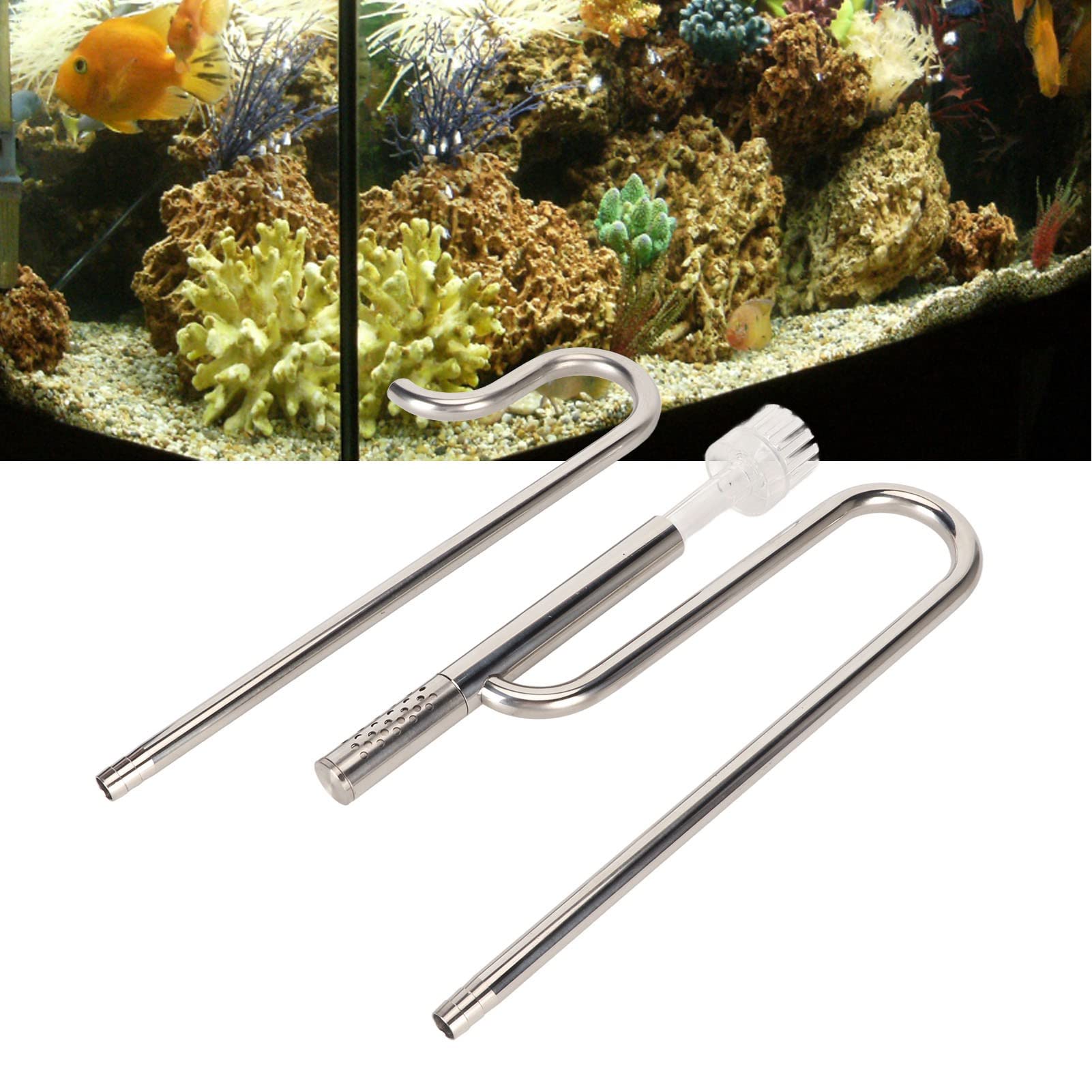 Tyenaza Juego De Tubos De Entrada Y Salida, Tubo De Lirio Ajustable De Acero Inoxidable 304 con Desnatador De Superficie para Filtro De Acuario(16mm)