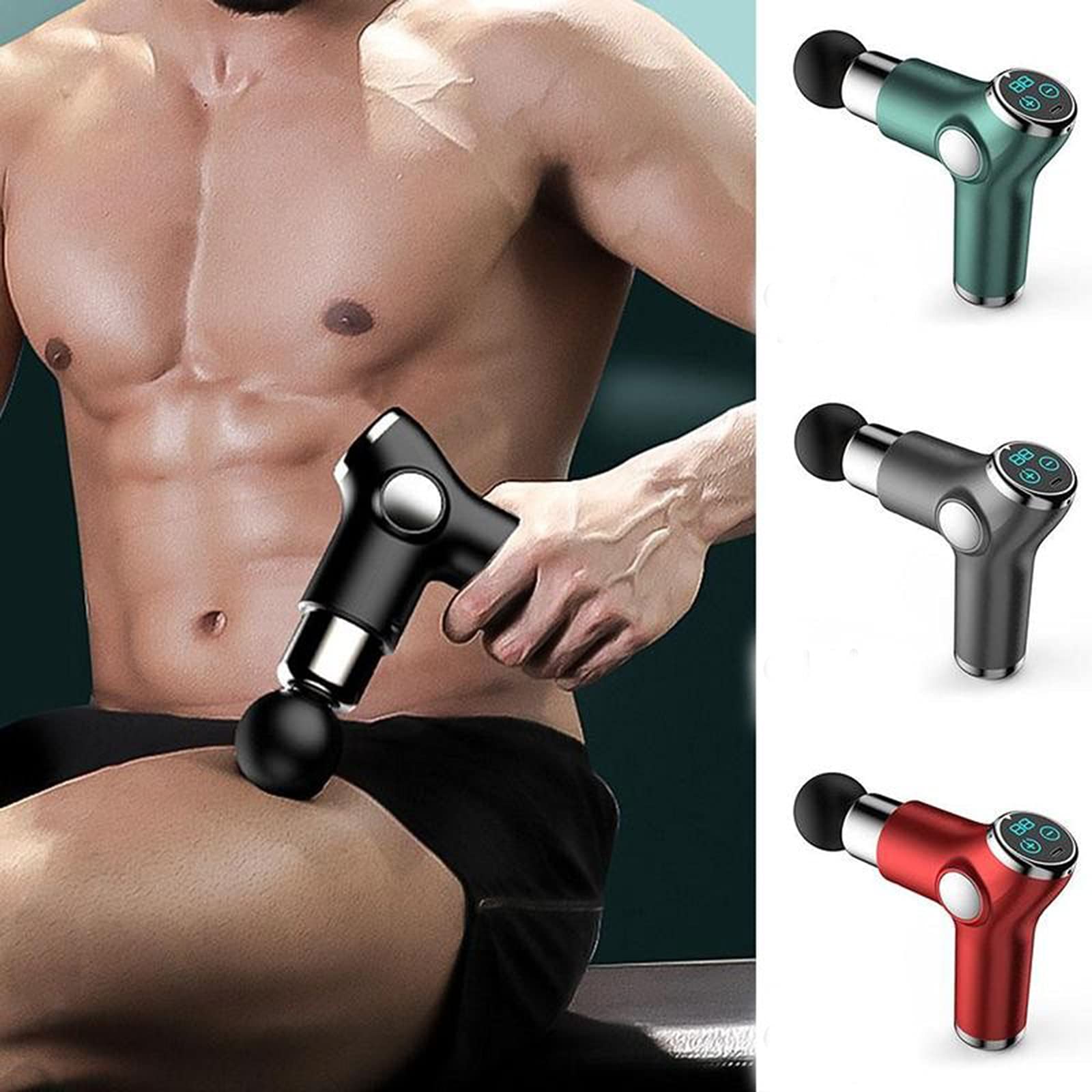 ERNZI Mini Pistola de Fascia LCD Pistola de Masaje Recargable USB Relajación Muscular Equipo de Fitness portátil Masajeador Masaje Muscular Corporal Alivio del Dolor de Fitness,Verde
