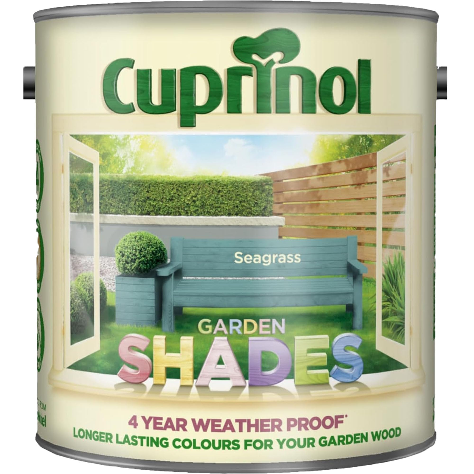 DUAYRA Garden Shades Paint | Quick Drying Water Based | For Garden Fence, Shades, Benches, Terracotta, Brick, Stone | Exterior Wood Furniture | Long Lasting (Seagrass, 2.5 Liters)