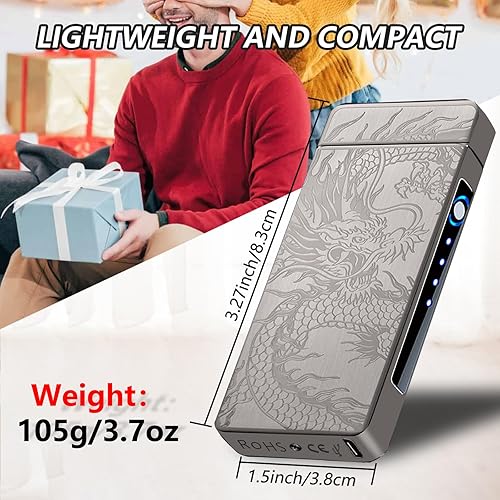 Miniatura 4 de Encendedor eléctrico recargable con USB con plasma de arco, resistente al viento, indicador de batería LED de alta potencia para velas, fuegos Negro