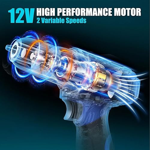 Miniatura 5 de Caja de herramientas, kit de herramientas para el hogar de 261 piezas con taladro inalámbrico de 12 V y accesorios  Juego de herramientas de taladro