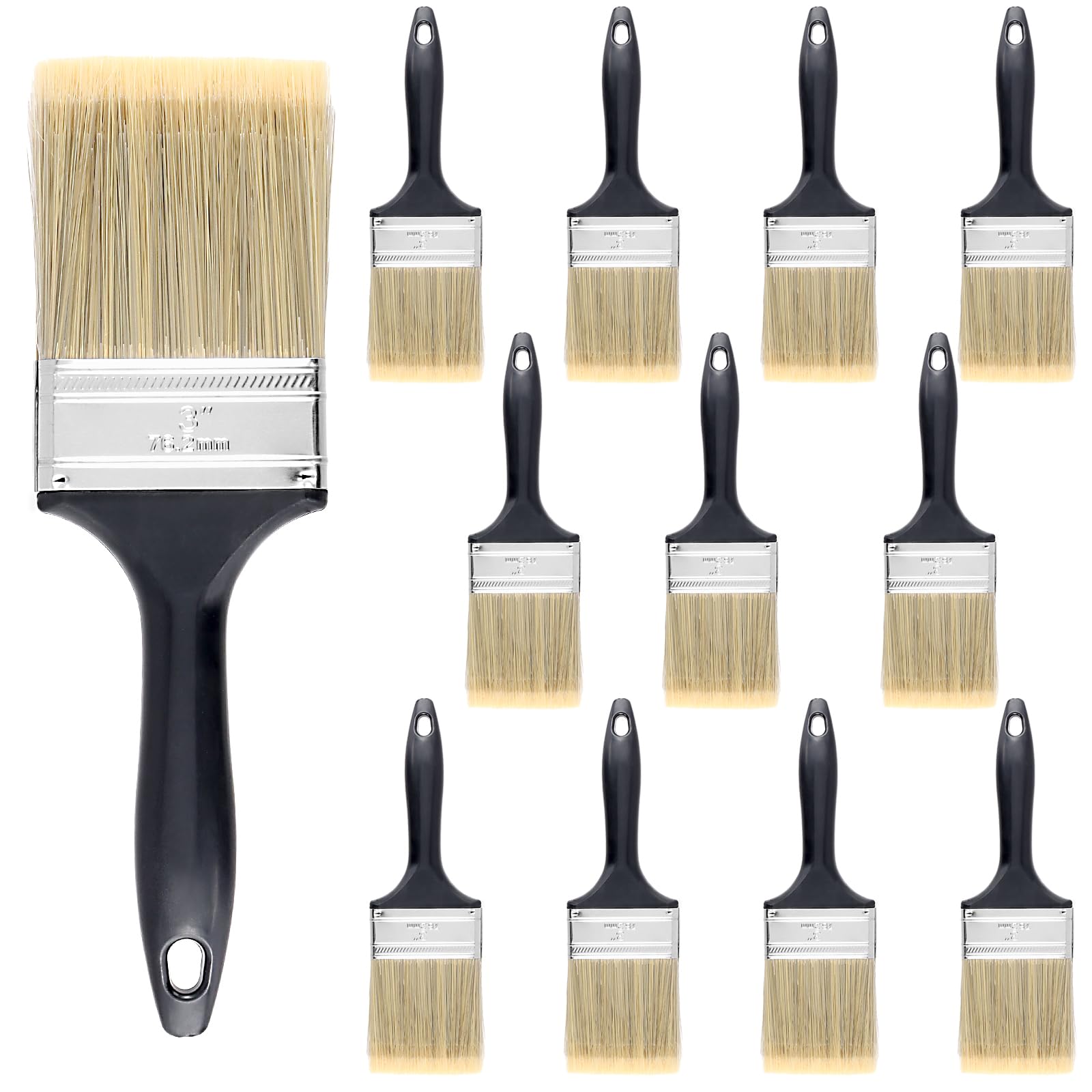 KEILEOHO 12 Stück 75mm Malerpinsel Set, Lasurpinsel mit Kunststoffgriff, Lackpinsel Flachpinsel für Malerei, Dekoration Baumarkt