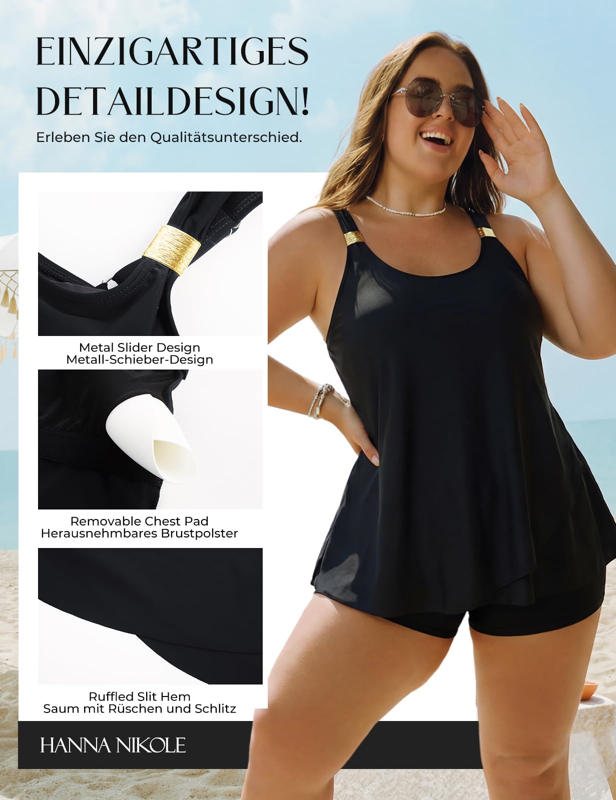 Hanna Nikole Femme Grande Taille Maillot De Bain Deux Pièce Tankini Beachwear Maillot de Plag Swimsuit