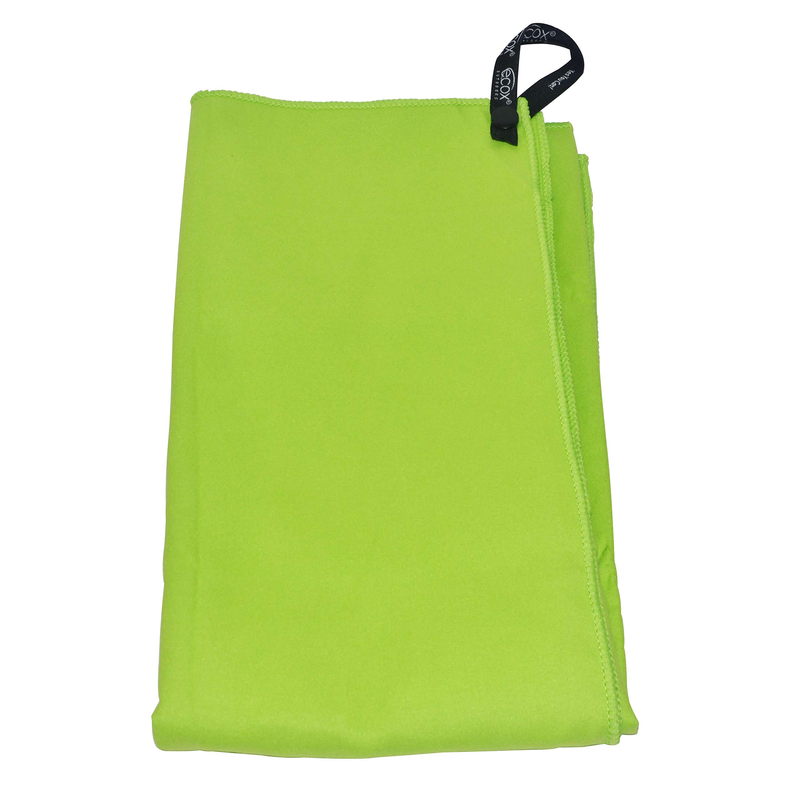 ecoxOutdoors Microfiber Towel Fast Drying Soft Feel Fast Action Drying for Gym Beach Outdoors Travel Yoga Camping Compact Size 2 Piece Set 30x60 in and 12x24 in Green MFT2PG