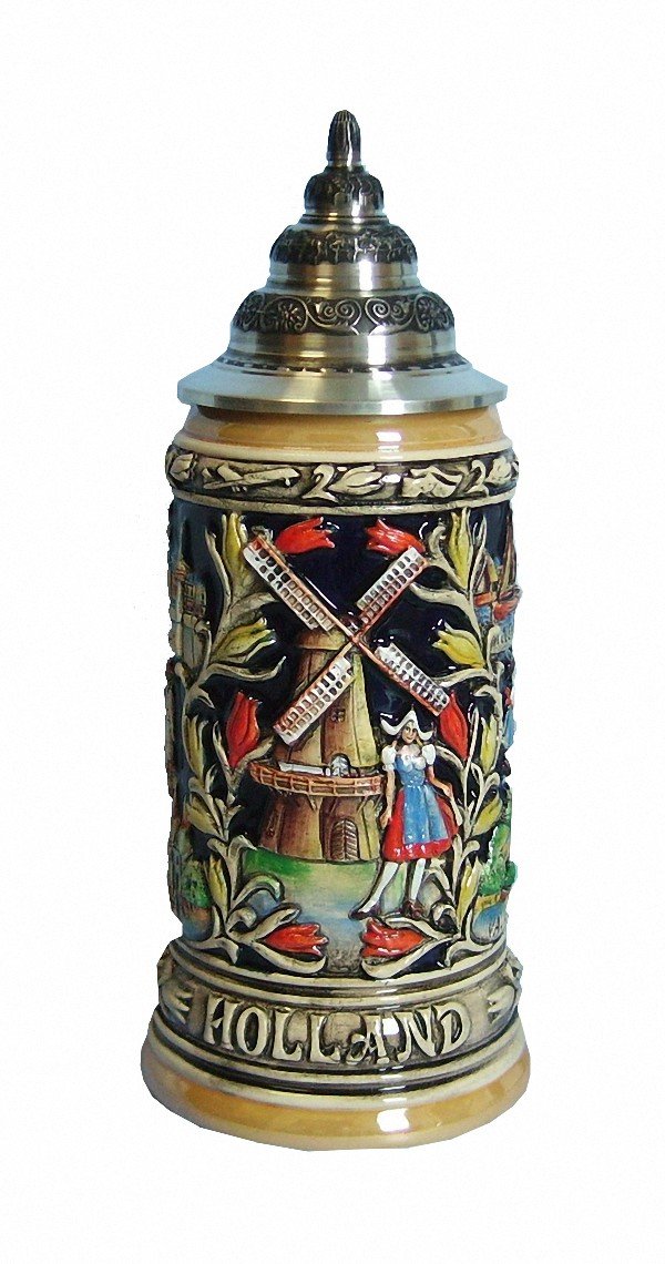 Jarra de cerveza alemana KING de 0,75 l con panorama de Holanda