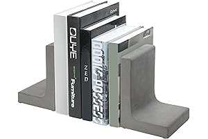 Solid Cement L-Shaped Heavy Duty Non-Skid Gray Book Ends by MyGift