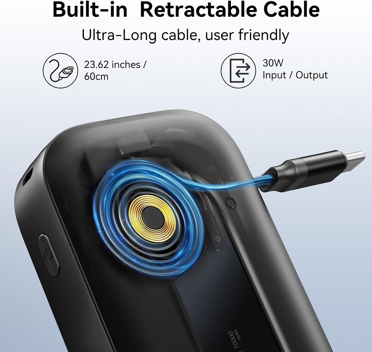 PD 30W Fast Charging Portable iPhone Charger 10 000mAh Mini Size Power Bank and Power Bank 10,000mAh with Built-in Retractable Cable & C to L Cable