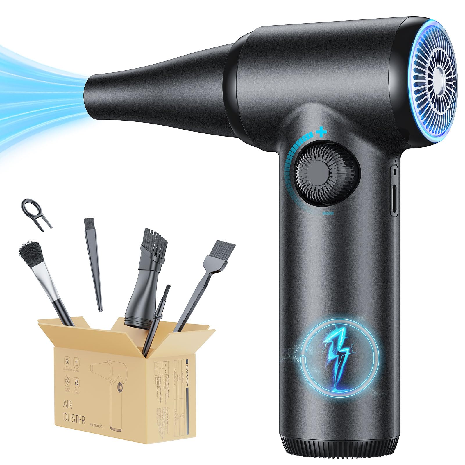 Compressed Air Duster with Brushless DC Motor, Stepless Knob