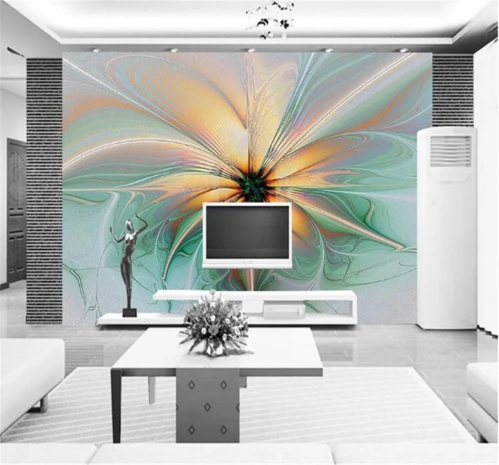 Tzxztt Three Dimensional Minimalist Creative Beautiful Flowers Modern 3D Wallpaper Premium Textured Silk Neutral Tones Material Ideal for Living Room Bedroom-350cm×256cm