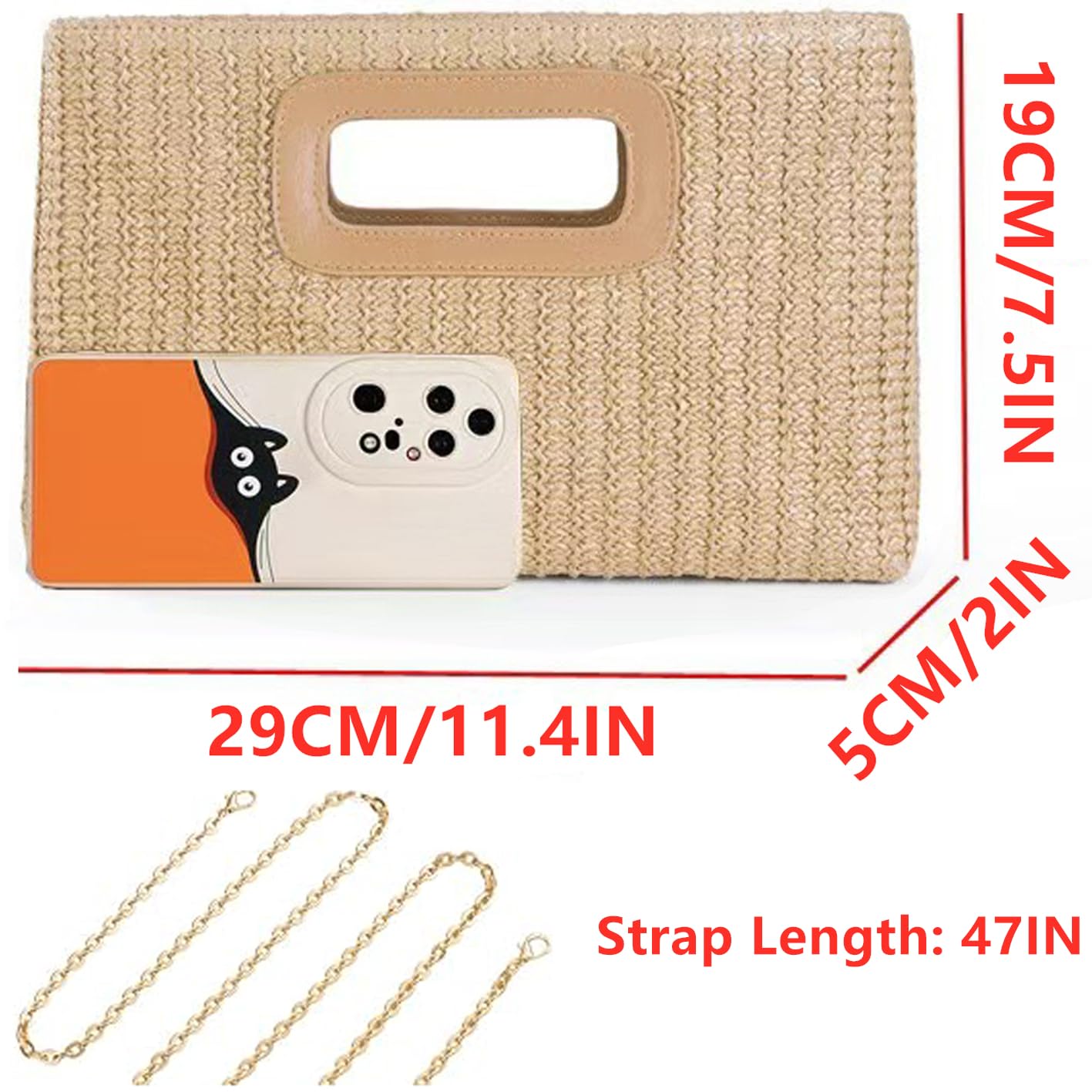 O-TBOST Straw Clutch Purses for Women Fashion Handbag Woven Crossbody Bag for Summer Beach