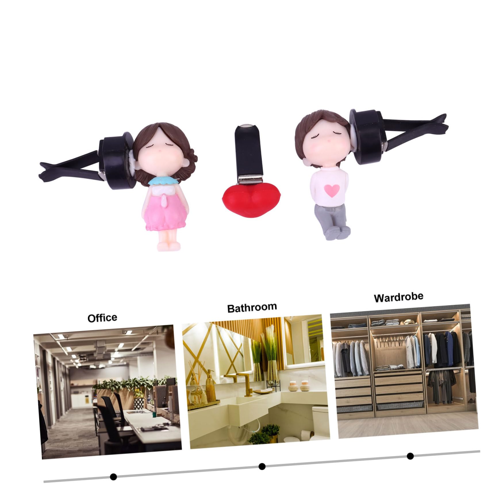 Mobestech 2sets Clip Profumo Auto Forma Cuore Diffusore Per Auto Decorazione Chic e Duratura Adatto Ufficio e Bagno