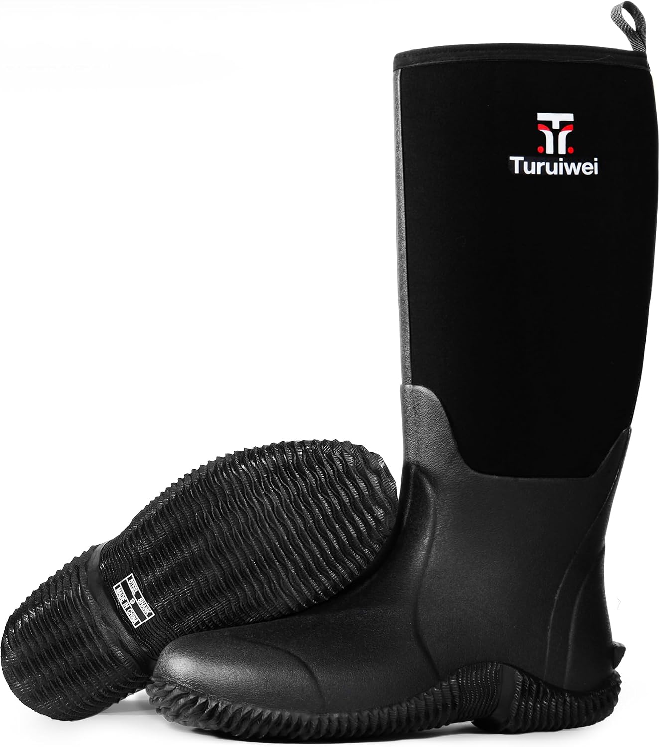 Rubber Boots for Men,Rain Boots with Steel Shank Waterproof Insulated Anti-Slip Outdoor Mud Boots for Farm, Work, Fishing & Hunting