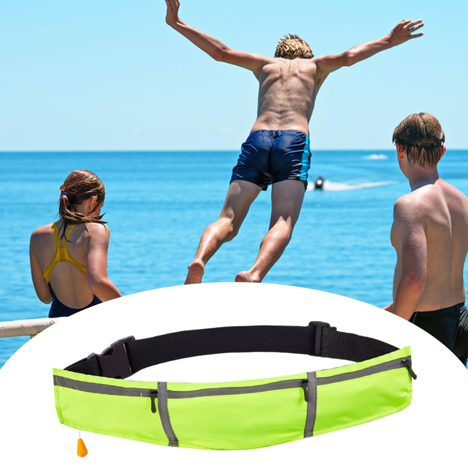 Ceinture de natation | Gilet de flottaison 150 N - Anneau de sauvetage gonflable portable - Flotteur de survie auto-gonflant réfléchissant pour la pêche en eau libre