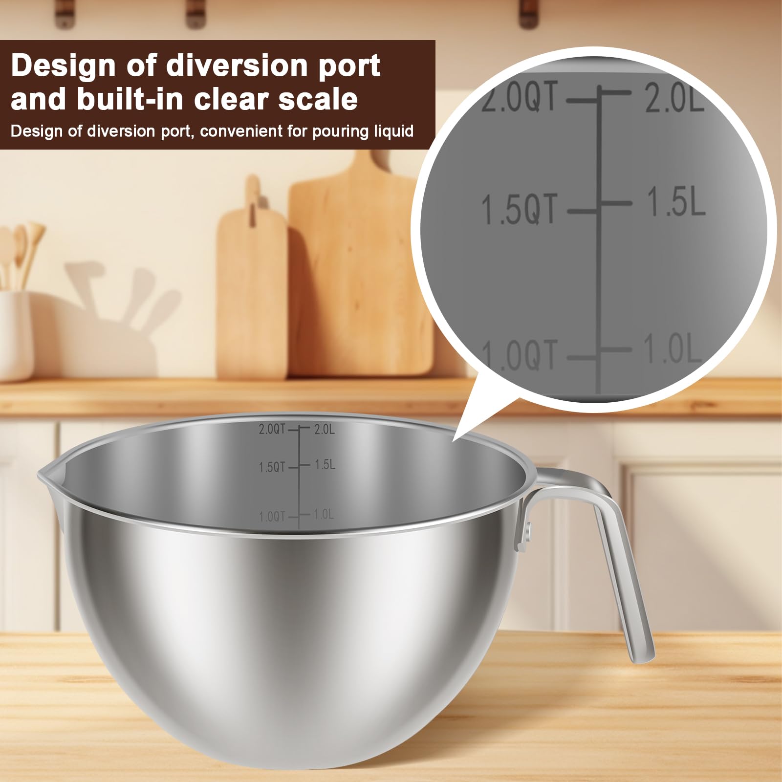 2pcs Double Boiler Pot Set with Silicone Spatula 2QT Chocolate Melting Pot + 2.54QT Stainless Steel Heating Pot with Handle for Cheese Chocolate Candy Candle Soap