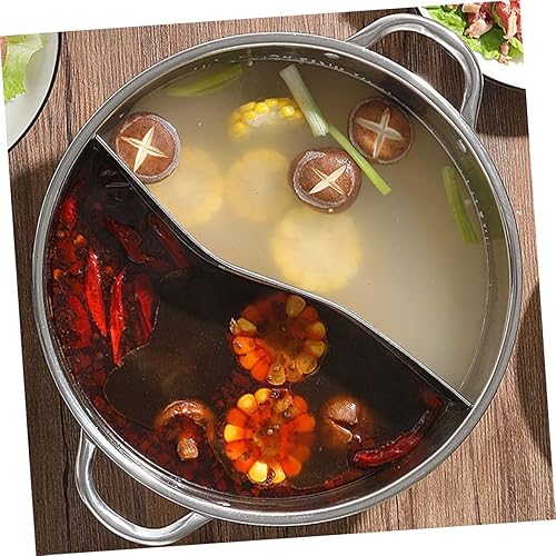 Miniatura 3 de Olla de mandarina de acero inoxidable con tapa antiadherente utensilios de cocina Ramen Hot Pot chino dividido en caliente Shabu Plata Práctica Sopa