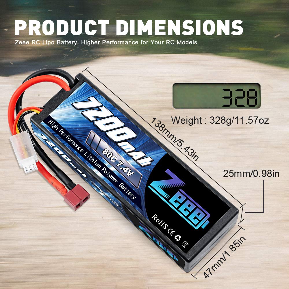 Zeee 2S Lipo RC Akumulator 7.4V 80C 7200mAh Hardcase z wtyczką Deans T do RC Car RC Truck RC Car Boat Truck Truggy RC Hobby