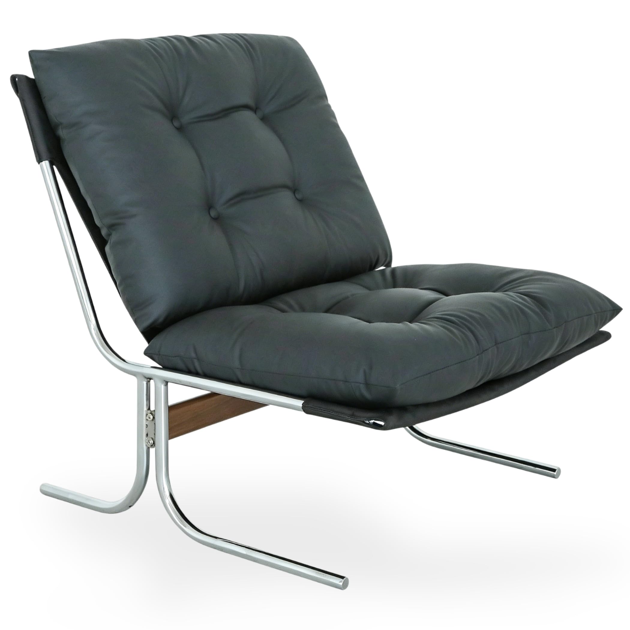 Fauteuil lounge en cuir synthétique avec structure chromée